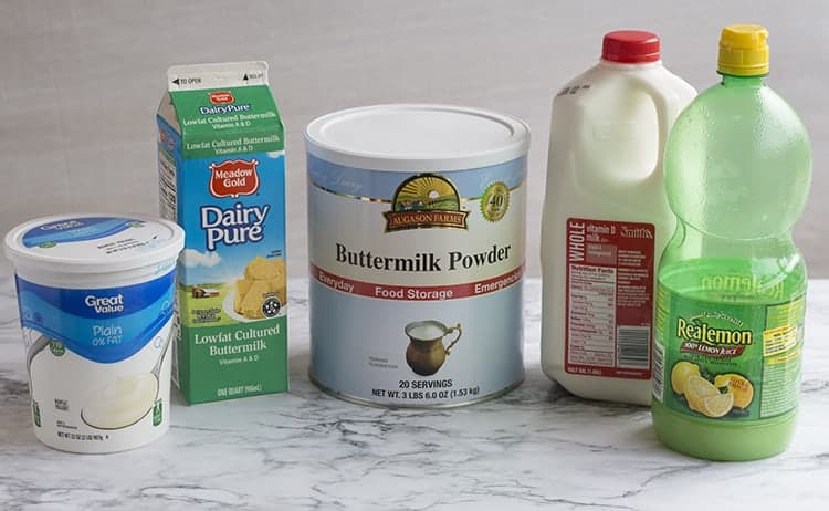 Ingredients used to substitute for buttermilk in cornbread recipe.