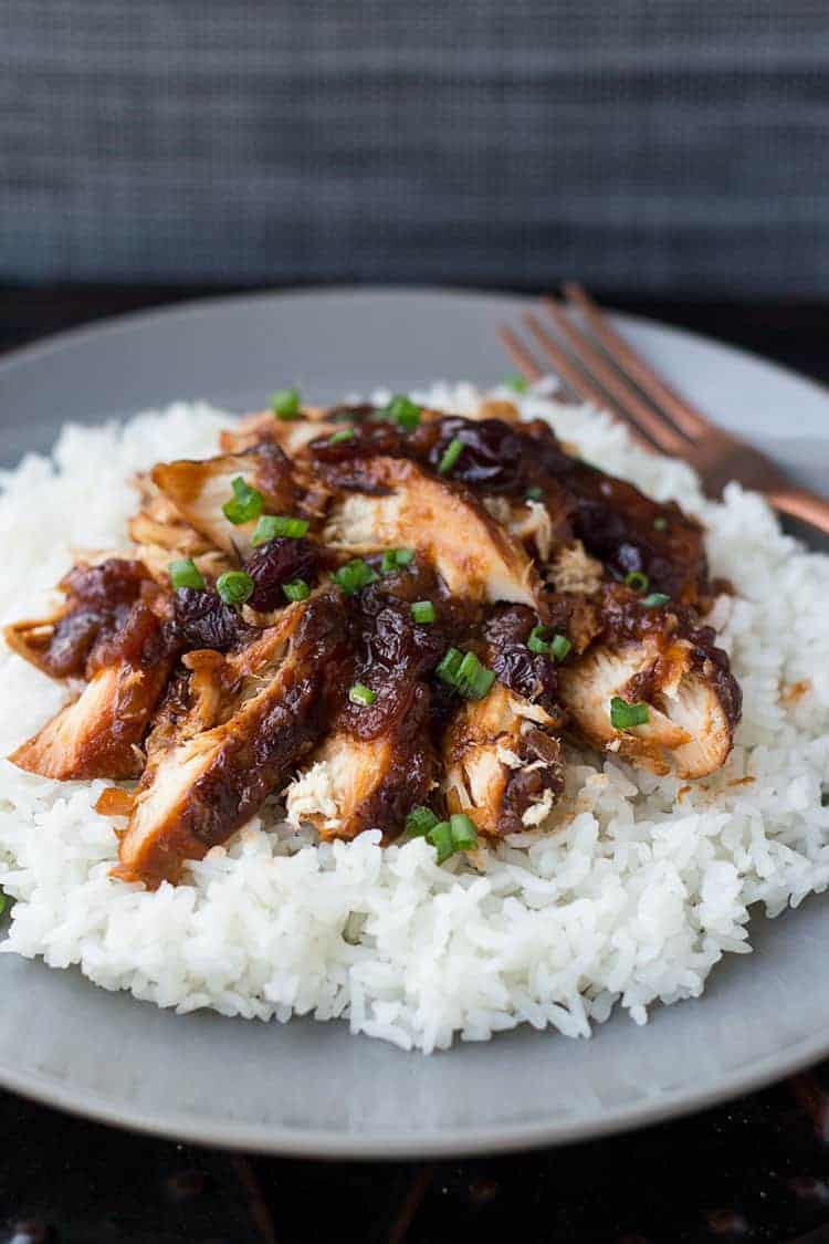 Cranberry Catalina Chicken served over rice