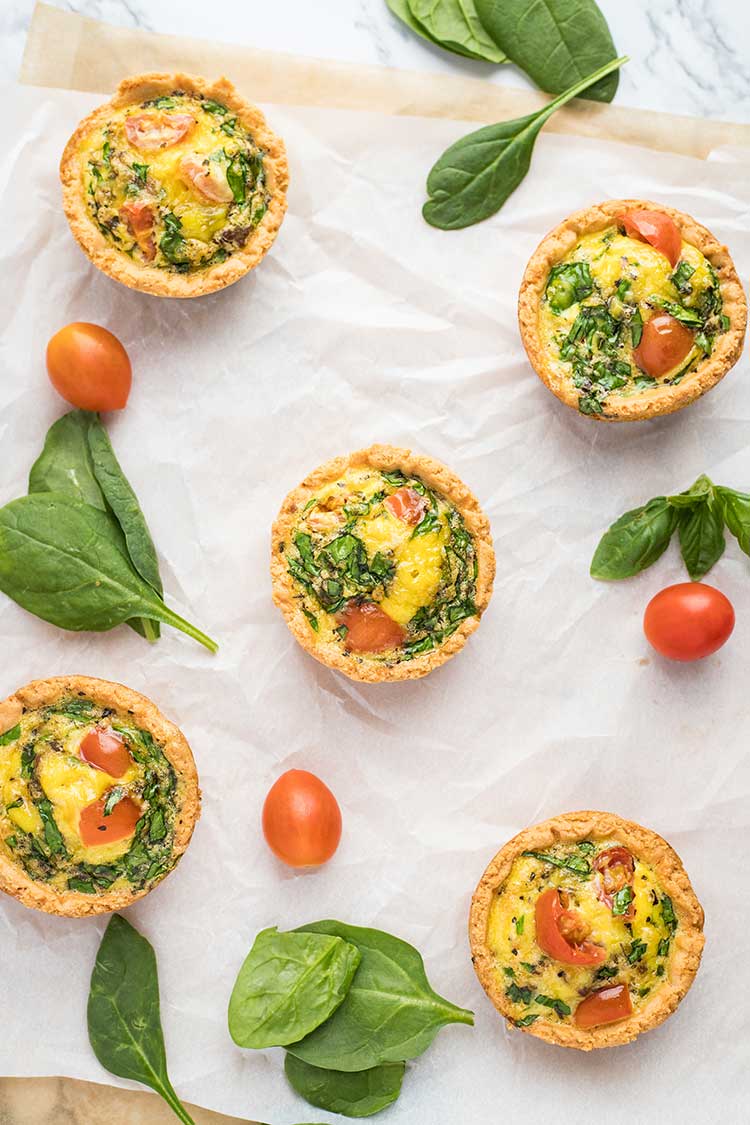 LowCarb Mini Quiches set out on the counter, shown from directly above